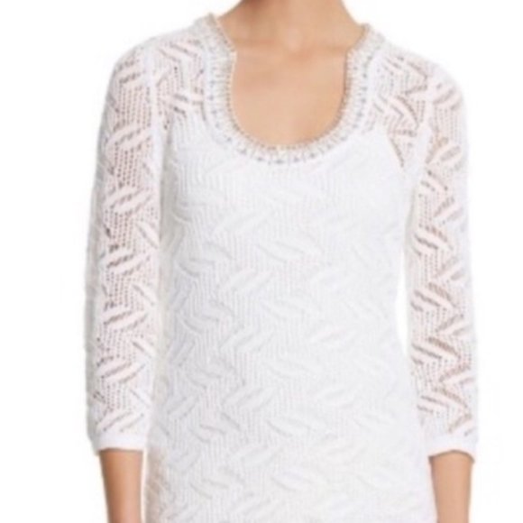 WHITE HOUSE BLACK MARKET Ivory Rhinestone Tunic - Size Medium - Picture 12 of 12